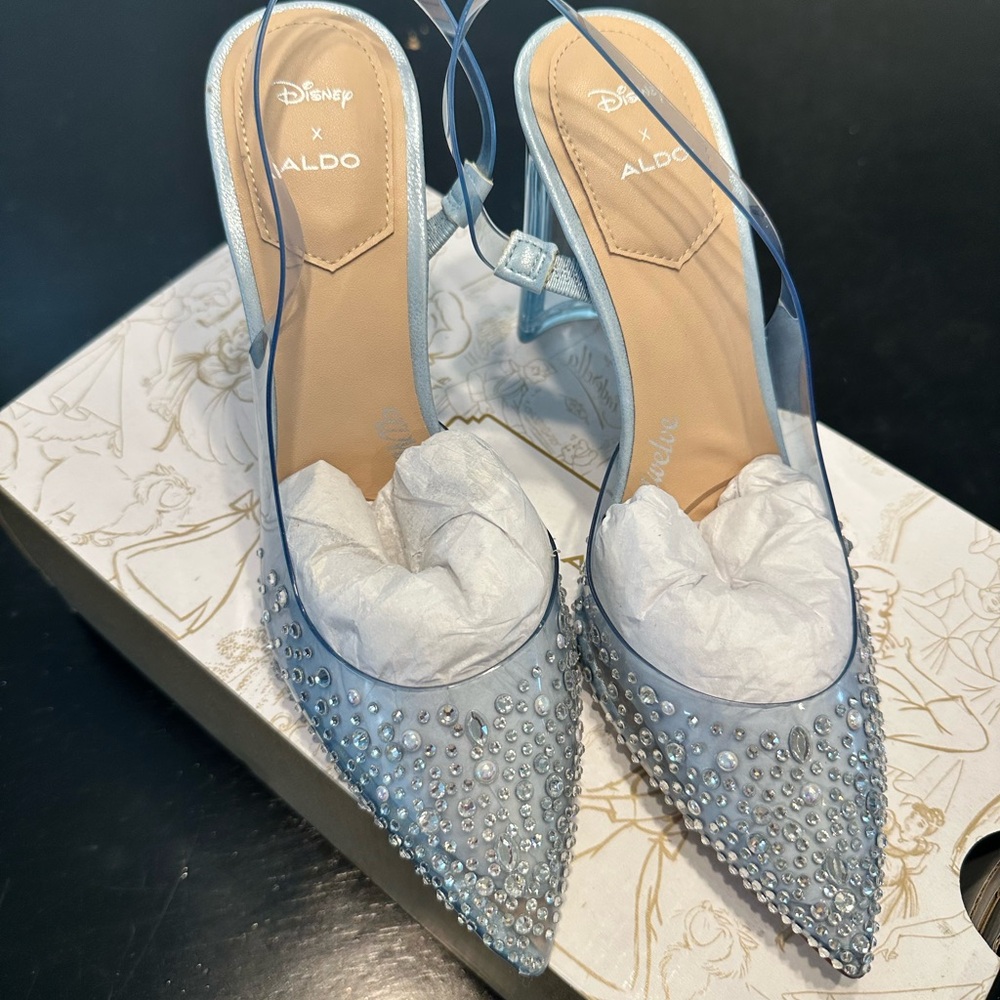 Disney x Aldo Strike Twelve Cinderella Glass Slipper Heels NIB